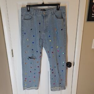 Embellished Light Blue Jeans